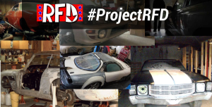 Collage of project cars in garages
