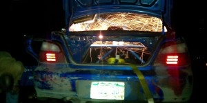 Patching together Eric Wages' rally car