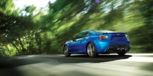 Subaru BRZ on forest road