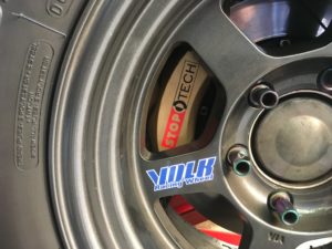 Volk wheel without center cap installed on truck