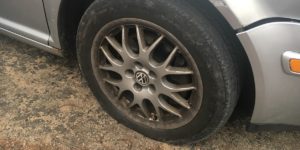 VW Jetta with flat tire